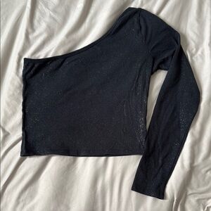 Hollister Black Glitter One-Shoulder Top
